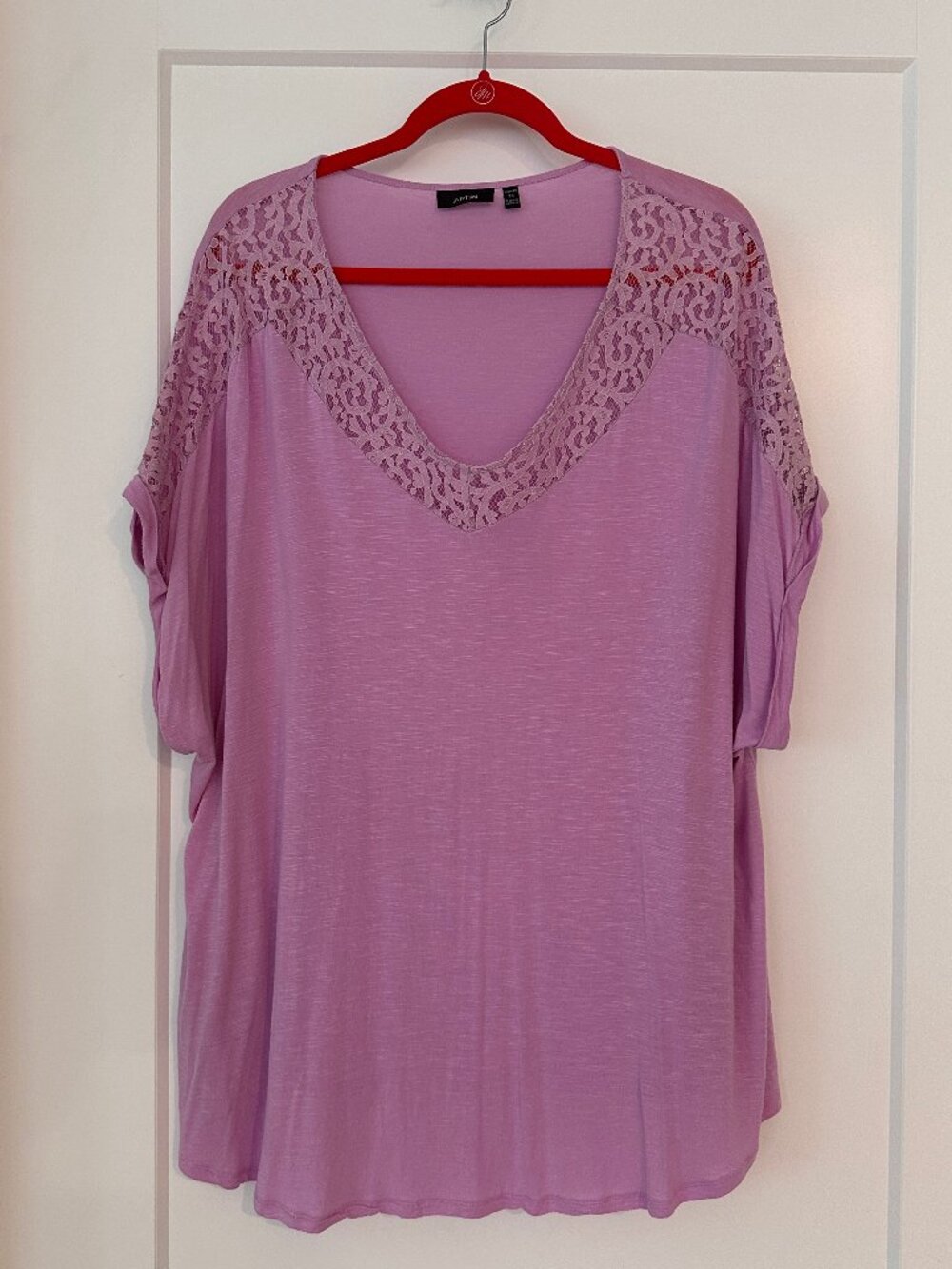 Pink/Lilac Lace Trim Cotton Shirt